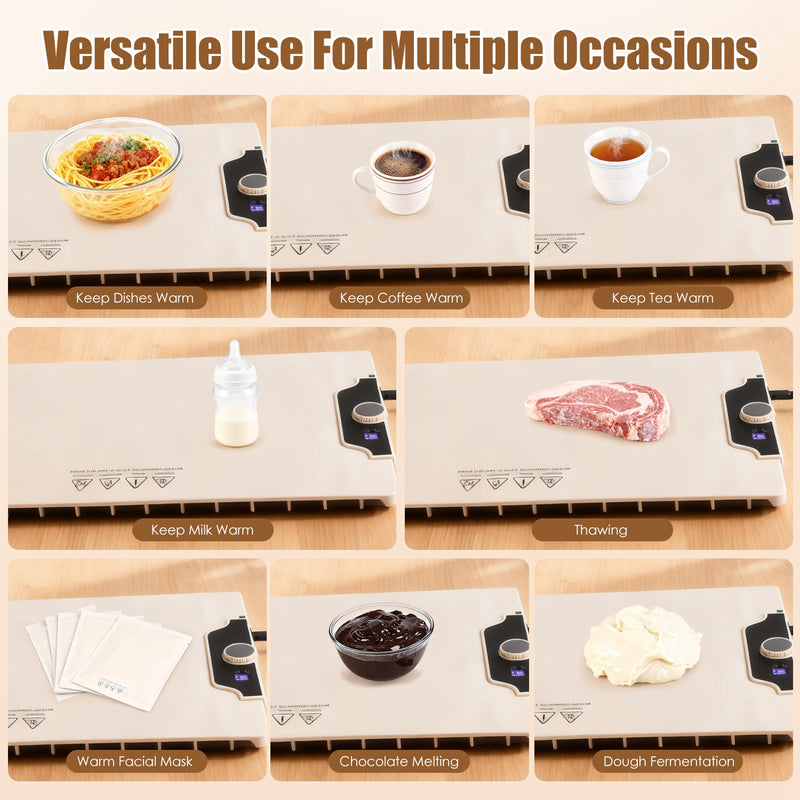 Electric Food Warmer Mat – Silicone 300W with 14 Levels and Timer