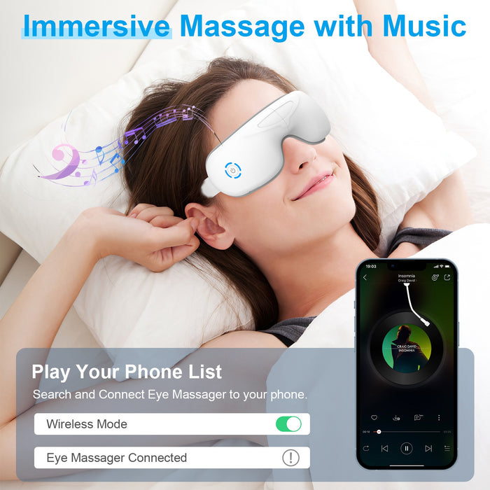 Rechargeable Eye Massager – With Vibration, Relaxing Music, and Wireless Control