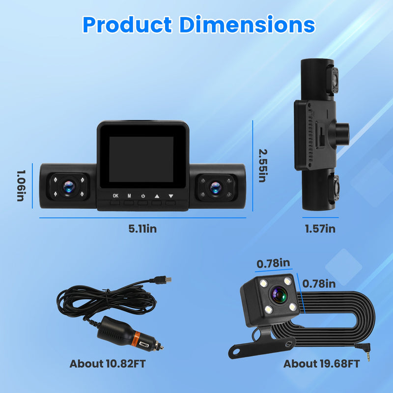 4 Channel Dash Cam – 1080P Front, Night Vision, and 32GB Card