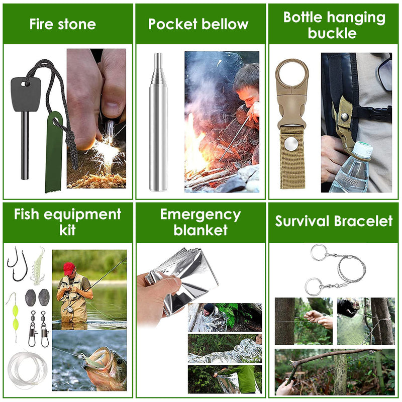 Portable Survival Kit – 47 Pieces for Hiking, Hunting, Camping, and Disasters