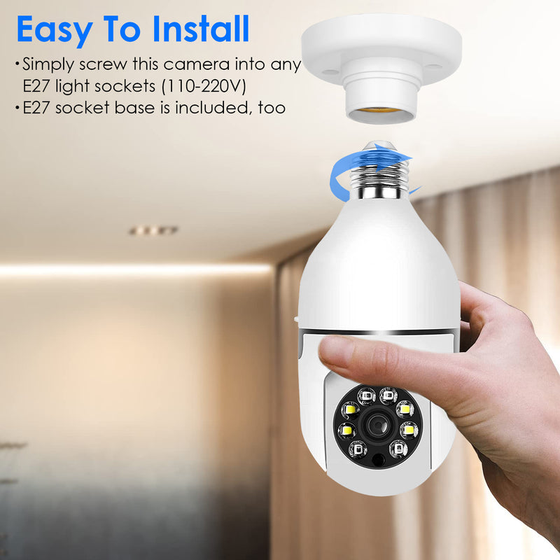 Light Bulb Security Camera - Full HD 1080P with Night Vision and Microphone