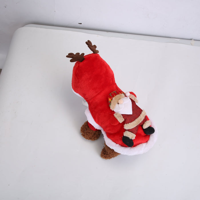Christmas Pet Coat with Reindeer Antlers