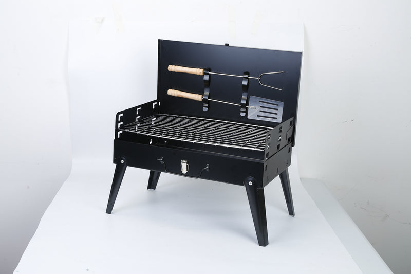 Foldable Charcoal Barbecue with Shelf – Portable Travel Grill
