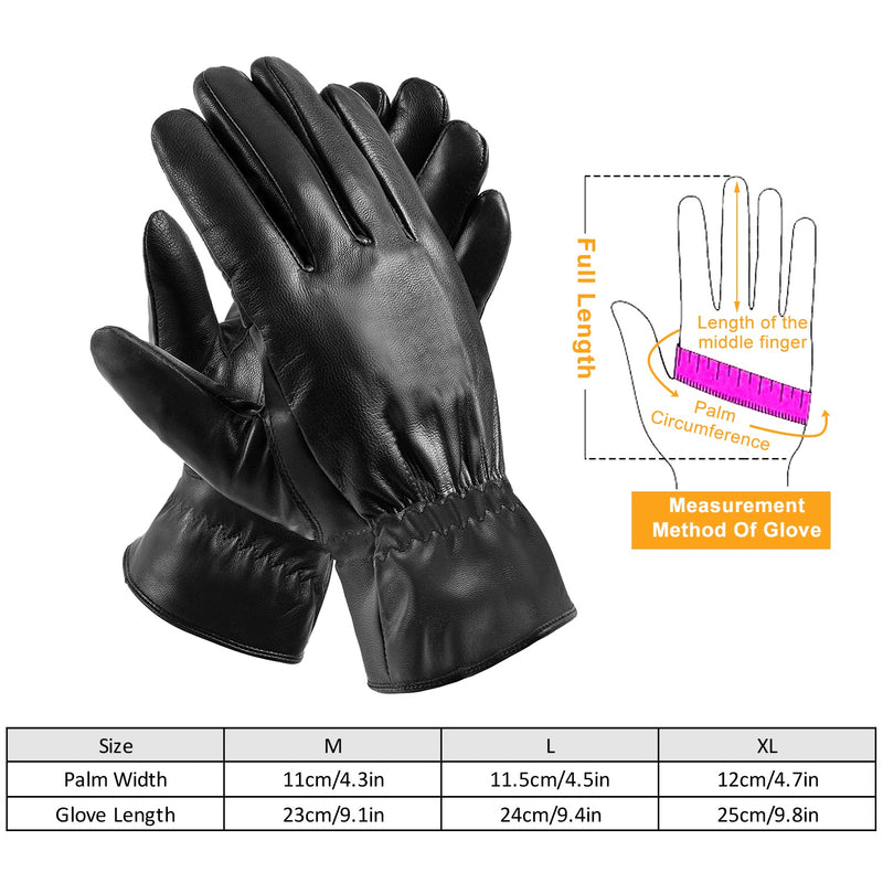 Black Leather Thermal Gloves – Windproof and Comfortable for Outdoors