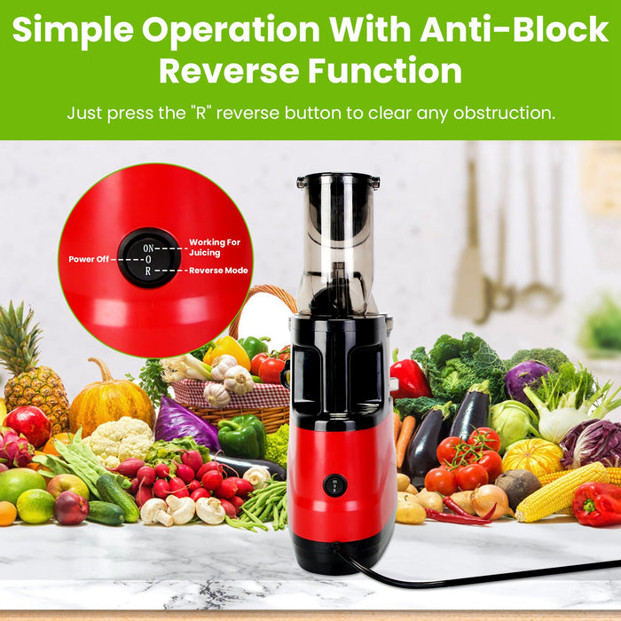 Slow Juicer - 300W with Clear Markings Display and Easy Cleaning