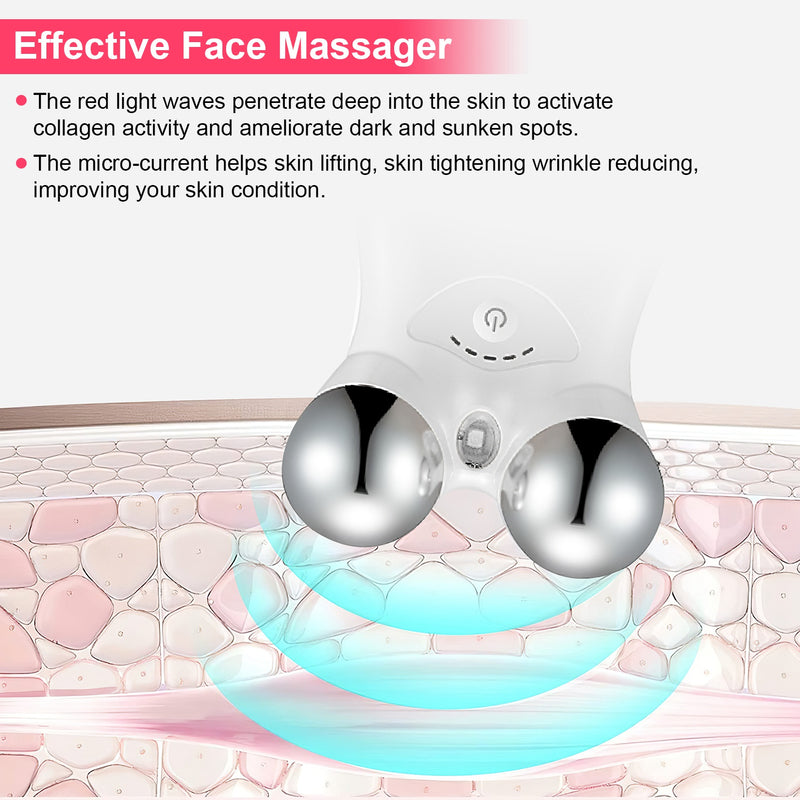 1Pc Microcurrent Face Massager Rechargeable Face and Neck Roller Intelligent Facial Massager with 5 Modes for Skin Tightening, Lifting, and Wrinkle Reduction