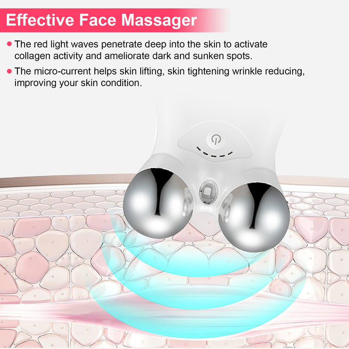1Pc Microcurrent Face Massager Rechargeable Face and Neck Roller Intelligent Facial Massager with 5 Modes for Skin Tightening, Lifting, and Wrinkle Reduction