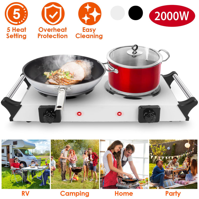 2000W Double Electric Burner – 5 Temperature Levels