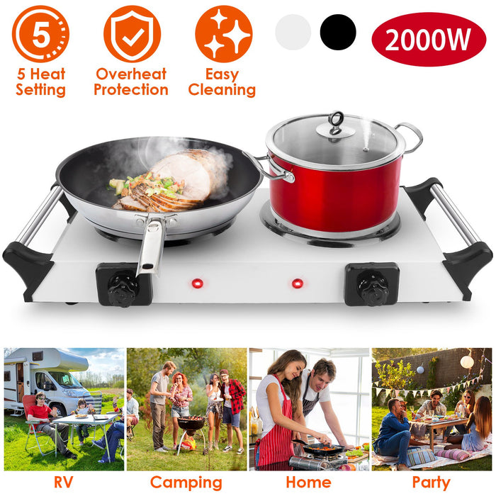 2000W Double Electric Burner – 5 Temperature Levels