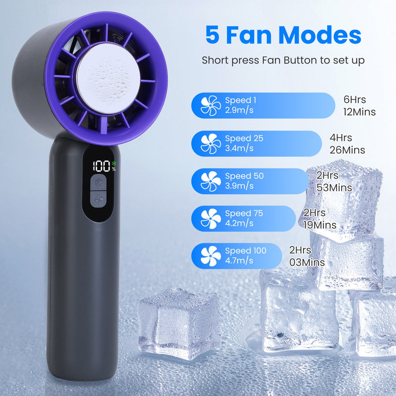 100-Speed Portable Fan – Ice Cooler with LCD Display