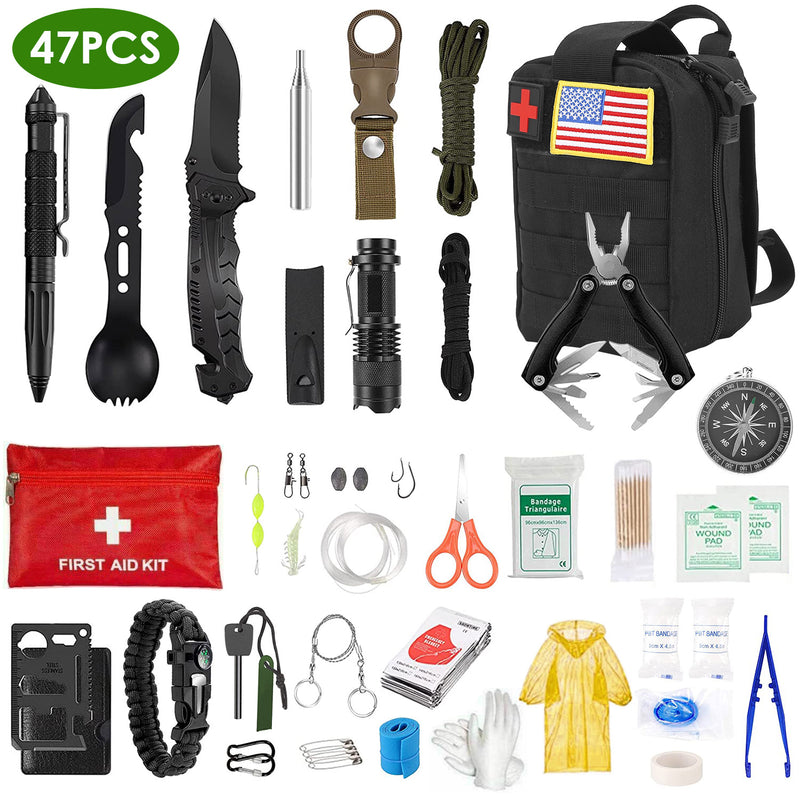 Portable Survival Kit – 47 Pieces for Hiking, Hunting, Camping, and Disasters