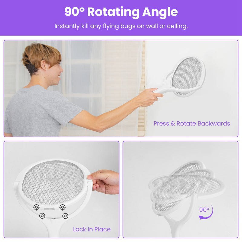 3-in-1 Electric Mosquito Swatter – 3200V with Telescopic Rod