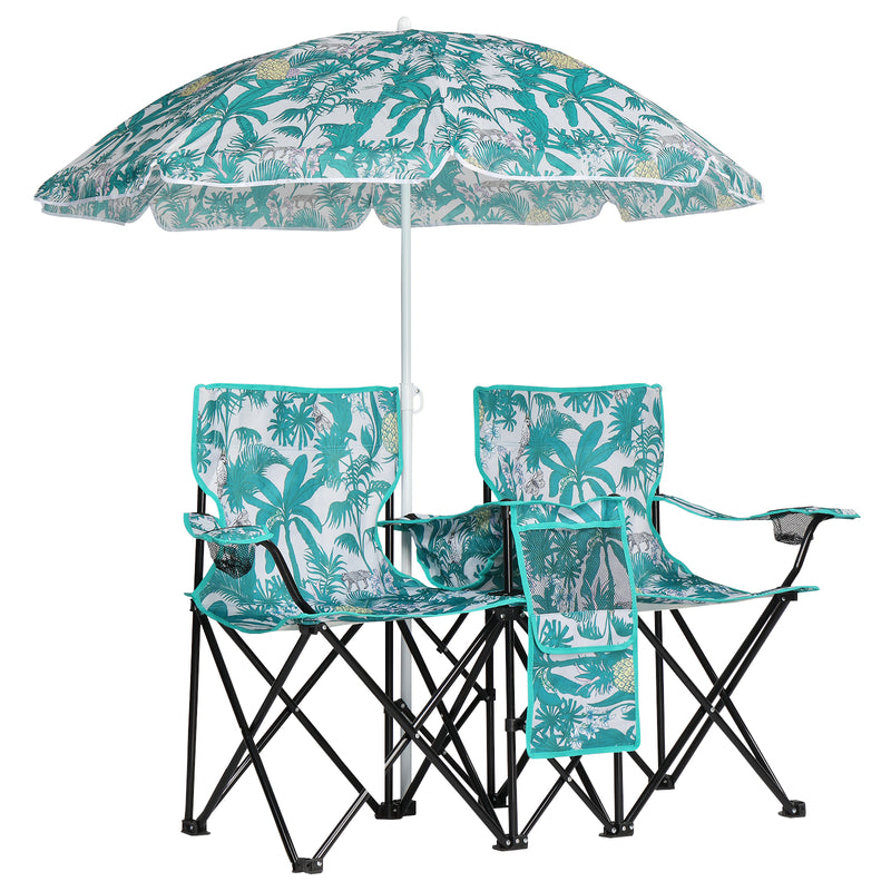 Double Folding Chair with Umbrella – Portable for Outdoor Use