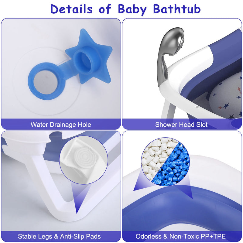 Portable Bathtub – Bathtub for Newborns and Toddlers with Easy Drain