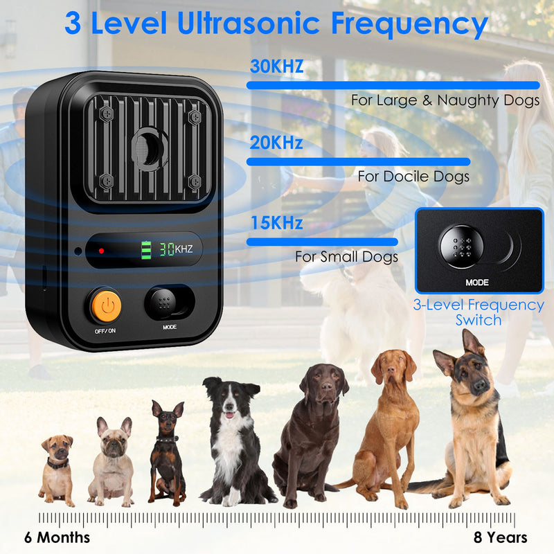 Portable Anti-Barking Device - IPX4 Waterproof, 32.8ft Detection and 3 Frequencies