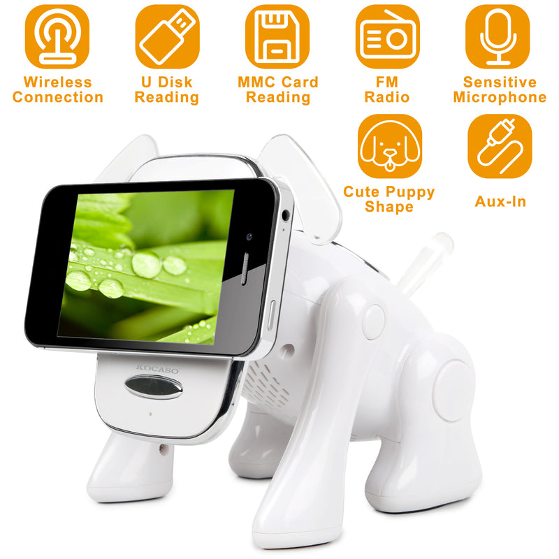 Wireless Puppy Design Speaker – Multifunctional with FM Radio and Phone Holder