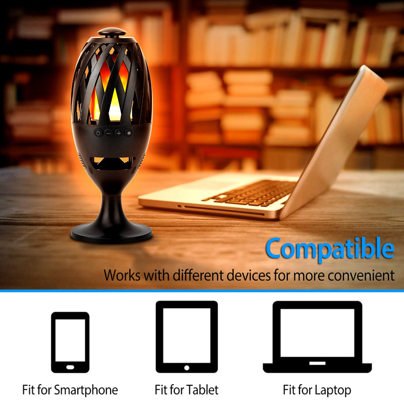 LED Flame Effect Speaker – 5W Stereo Sound, IPX5, Portable