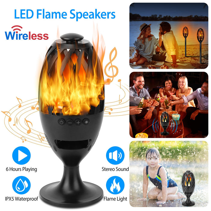 LED Flame Effect Speaker – 5W Stereo Sound, IPX5, Portable