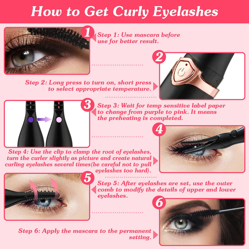 Natural Eyelash Curler - Electric with Comb and 3 Heat Settings