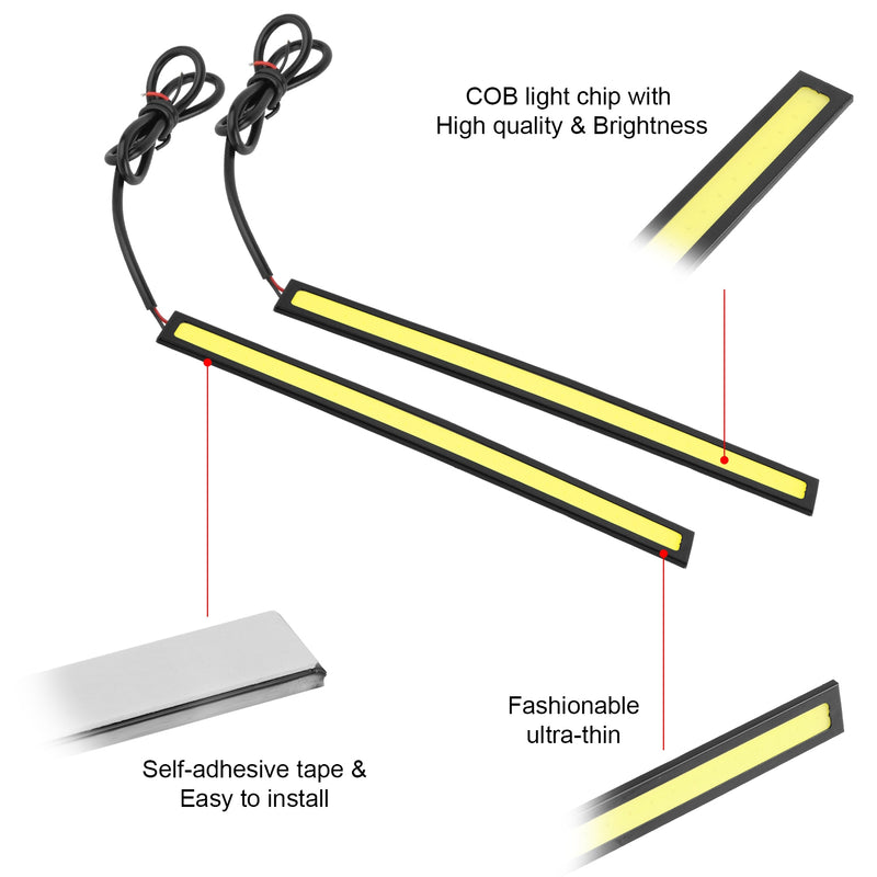 LED DRL Lights for Car - 2 Pieces COB 12V Waterproof