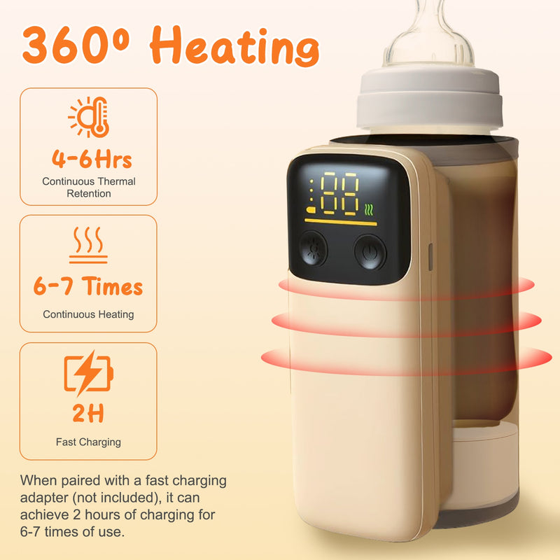 Formula and Bottle Warmer - Portable with Night Light and 5000mAh Power Bank