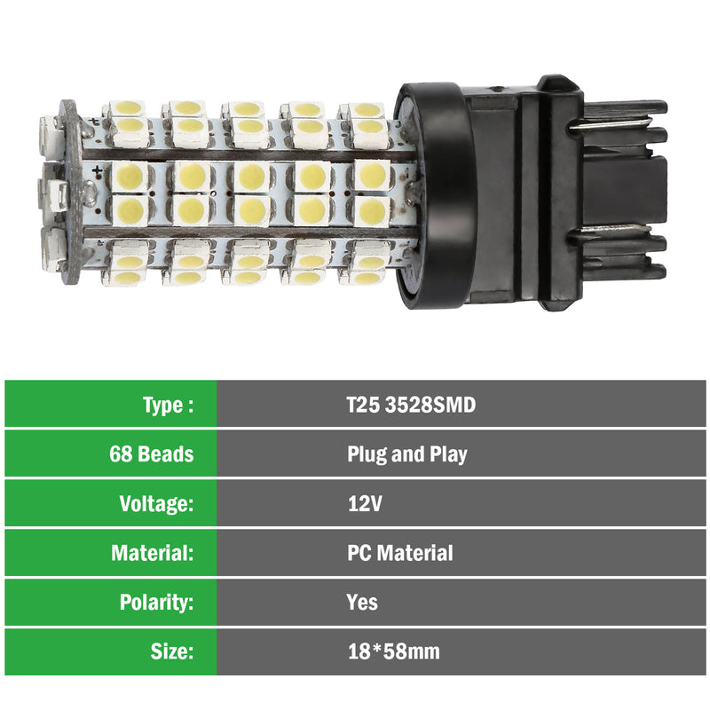 Pack of 10 T25 LED Bulbs – 68 LEDs 6000K Universal