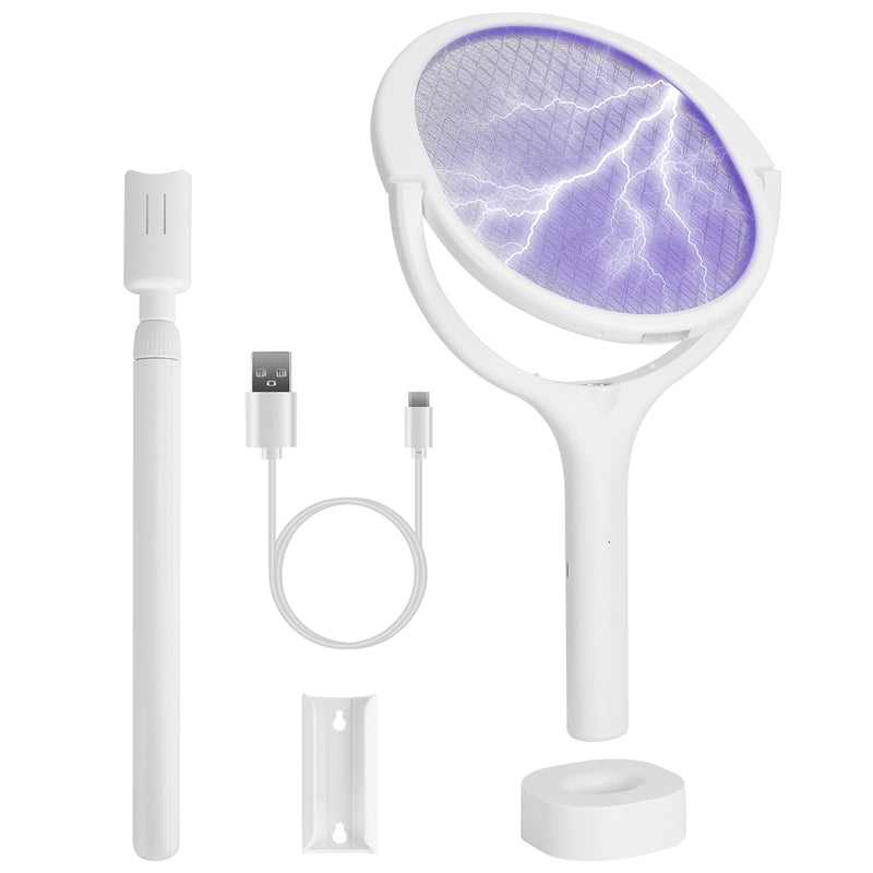 3-in-1 Electric Mosquito Swatter – 3200V with Telescopic Rod