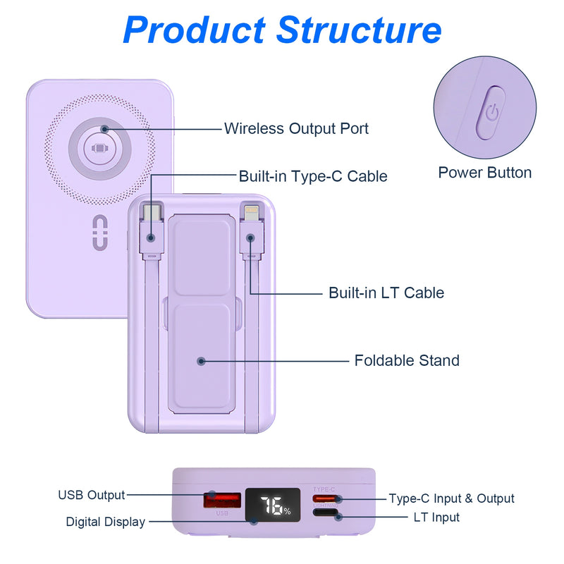 10000mAh Power Bank – Phone Stand with MagSafe and PD20W