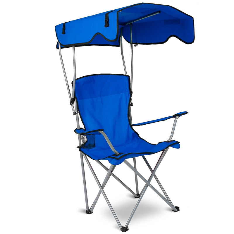 Folding Outdoor Chair with Canopy and Cup Holders