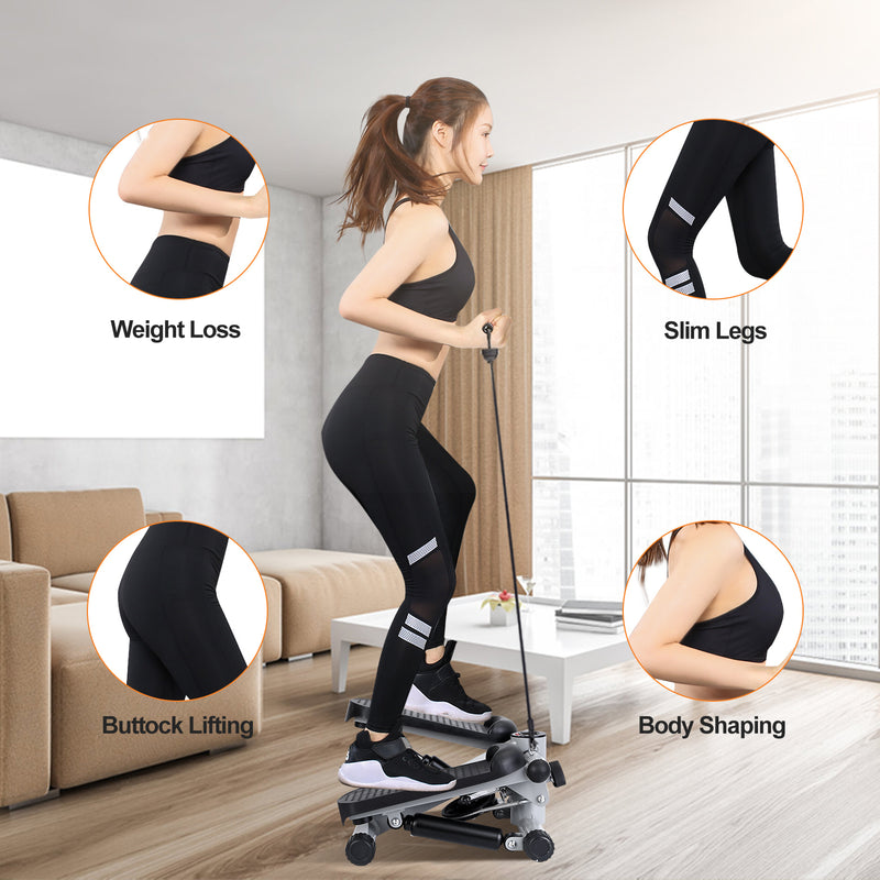Compact Fitness Stepper – Step Machine with Bands and LCD Display