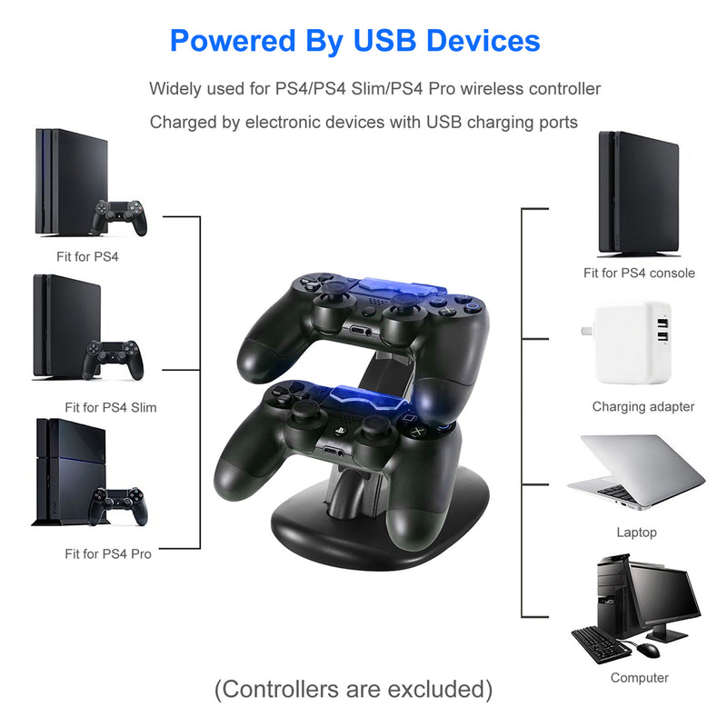Dual Charging Dock for PS4 Controllers – Micro USB with LED Indicator
