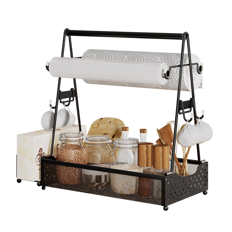 BBQ Utensil Organizer – Metal Caddy with Paper Towel Holder and Compartments