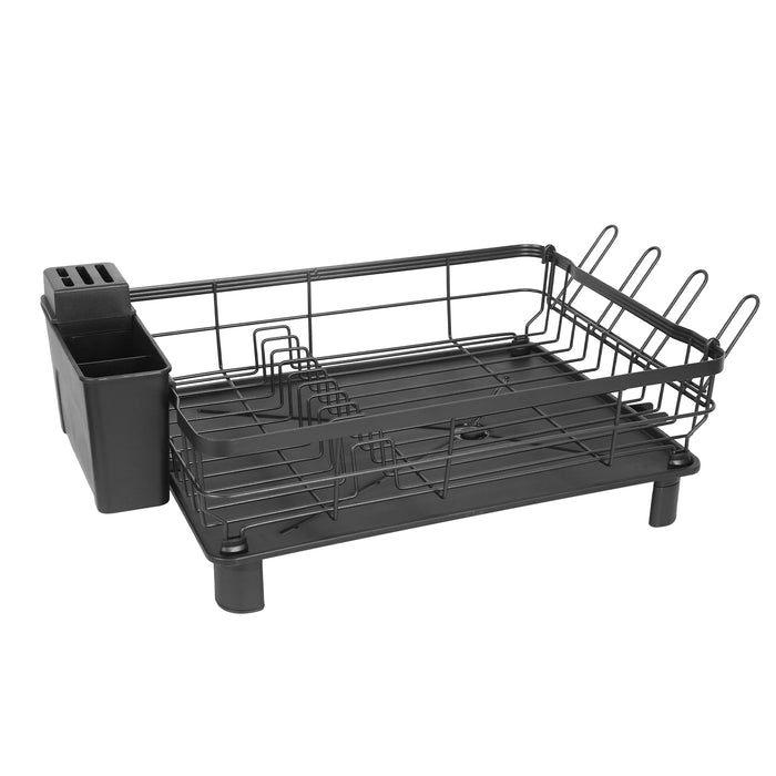 Multifunctional Dish Drying Rack – With 360° Rotating Drain Spout, Cutlery Holder, and Cup Holder