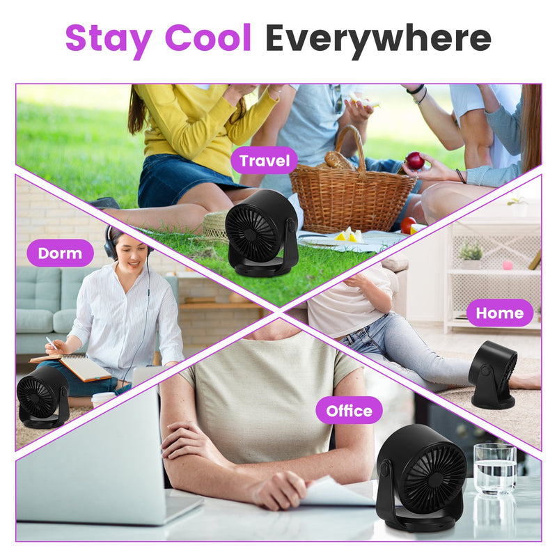Portable Desk Fan – Rechargeable with Tilt Angle for Home and Office