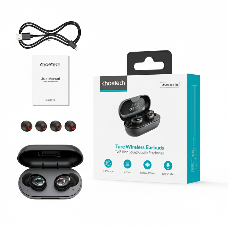 6 Units Choetech Aura Bean BH-T16 Wireless Earbuds
