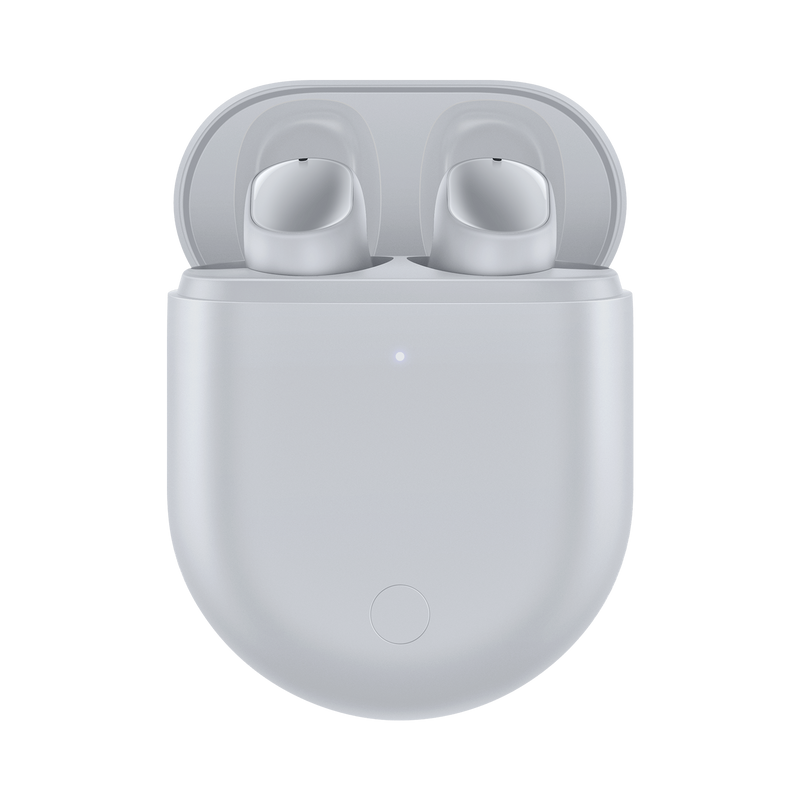 Audífonos Xiaomi Redmi Buds 3 Pro en color gris glaciar, inalámbricos, con estuche de carga y diseño compacto.
