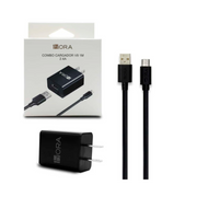 Cargador combo 2.4A con cable USB A a Micro USB de 1m para carga rápida de celulares, marca 0001, en color negro