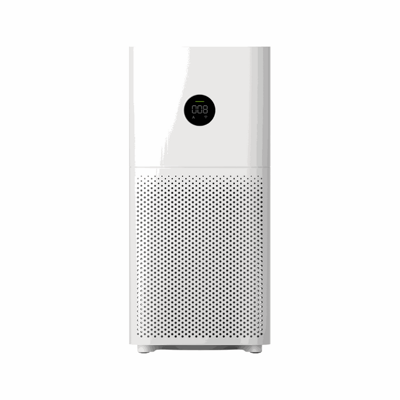 Purificador de aire Xiaomi Mi Air Purifier 3C en uso en hogar, con filtro visible y diseño compacto.
