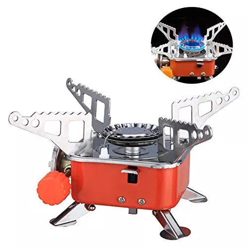 Estufa de camping a prueba de viento KOFY OT-202 de la marca 0001, diseñada para cocinar en exteriores al aire libre.