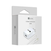 Cargador combo 2.4A con cable USB A a micro USB de 1m para carga rápida de celulares y accesorios electrónicos de la marca 0001