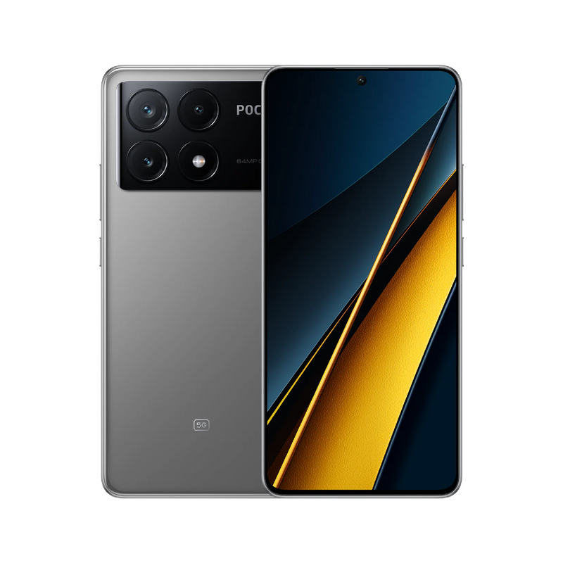 Celular Poco X6 Pro 5G con pantalla de 6.67 pulgadas, doble SIM, 256GB de almacenamiento y 8GB de RAM.