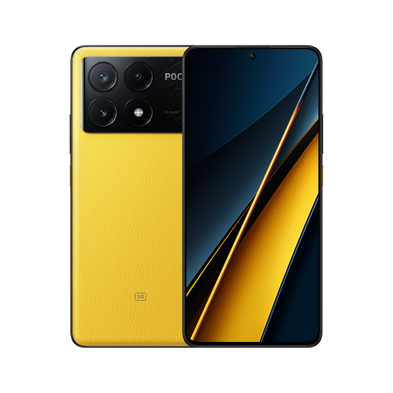 Celular Poco X6 Pro 5G con pantalla de 6.67 pulgadas, doble SIM, 256GB de almacenamiento y 8GB de RAM, en color negro.