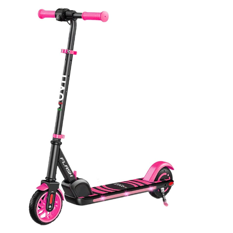 Patines eléctricos Movit Flash de color rosa, con ruedas y manillar ajustable, ideal para desplazamientos urbanos.