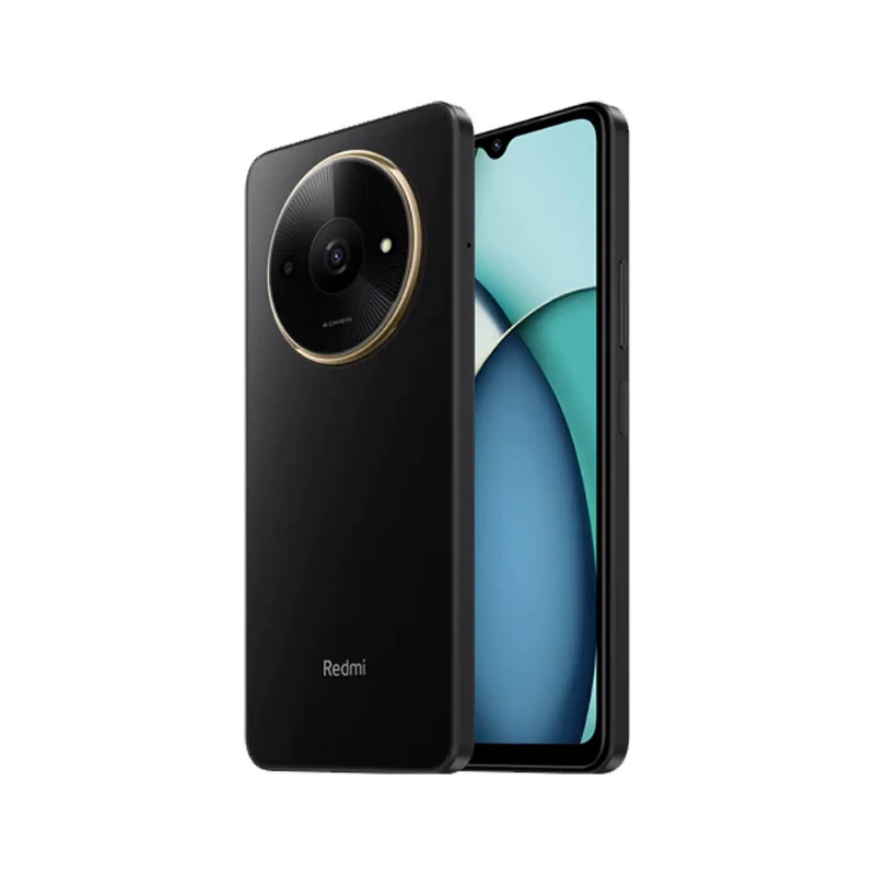 Celular Xiaomi Redmi A3X con pantalla de 6.71", doble SIM, 128GB de almacenamiento y 4GB de RAM en color negro.