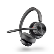 Audífonos inalámbricos o con cable Poly Voyager 4320-M en color negro, diseño ergonómico para trabajo y llamadas.