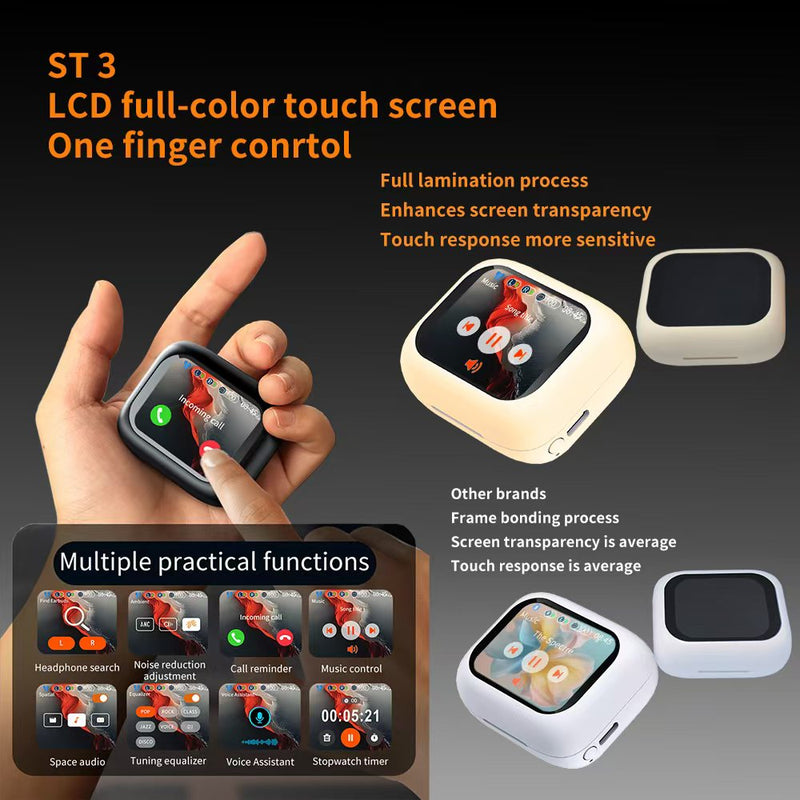 Three Peaches ST3 Wireless Earbuds with Touchscreen Display