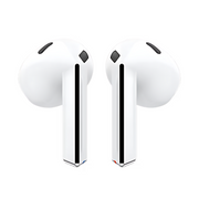 Audífonos Samsung Galaxy Buds 3 blancos, inalámbricos y de diseño compacto, con estuche de carga incluido.