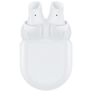 Audífonos Xiaomi Redmi Buds 3 Pro blancos con diseño inalámbrico y estuche de carga, vista frontal con auriculares en posición.