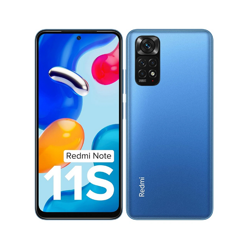Celular Xiaomi Redmi Note 11S 5G con pantalla de 6.6 pulgadas, doble SIM, 64GB ROM y 4GB de RAM, en color negro