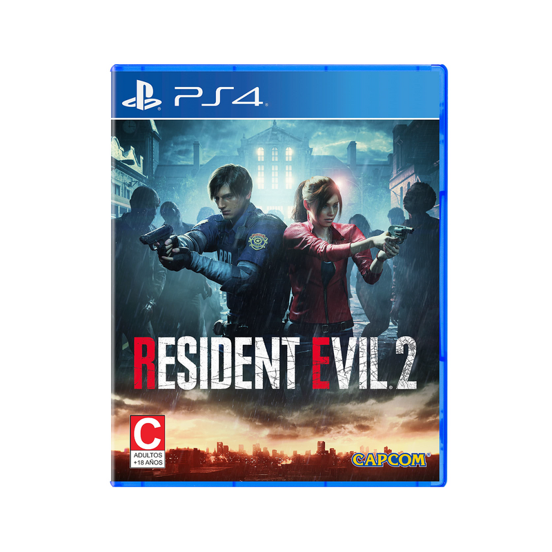 Imagen del videojuego Resident Evil 2 para PlayStation 4, con portada y detalles del juego en la caja.